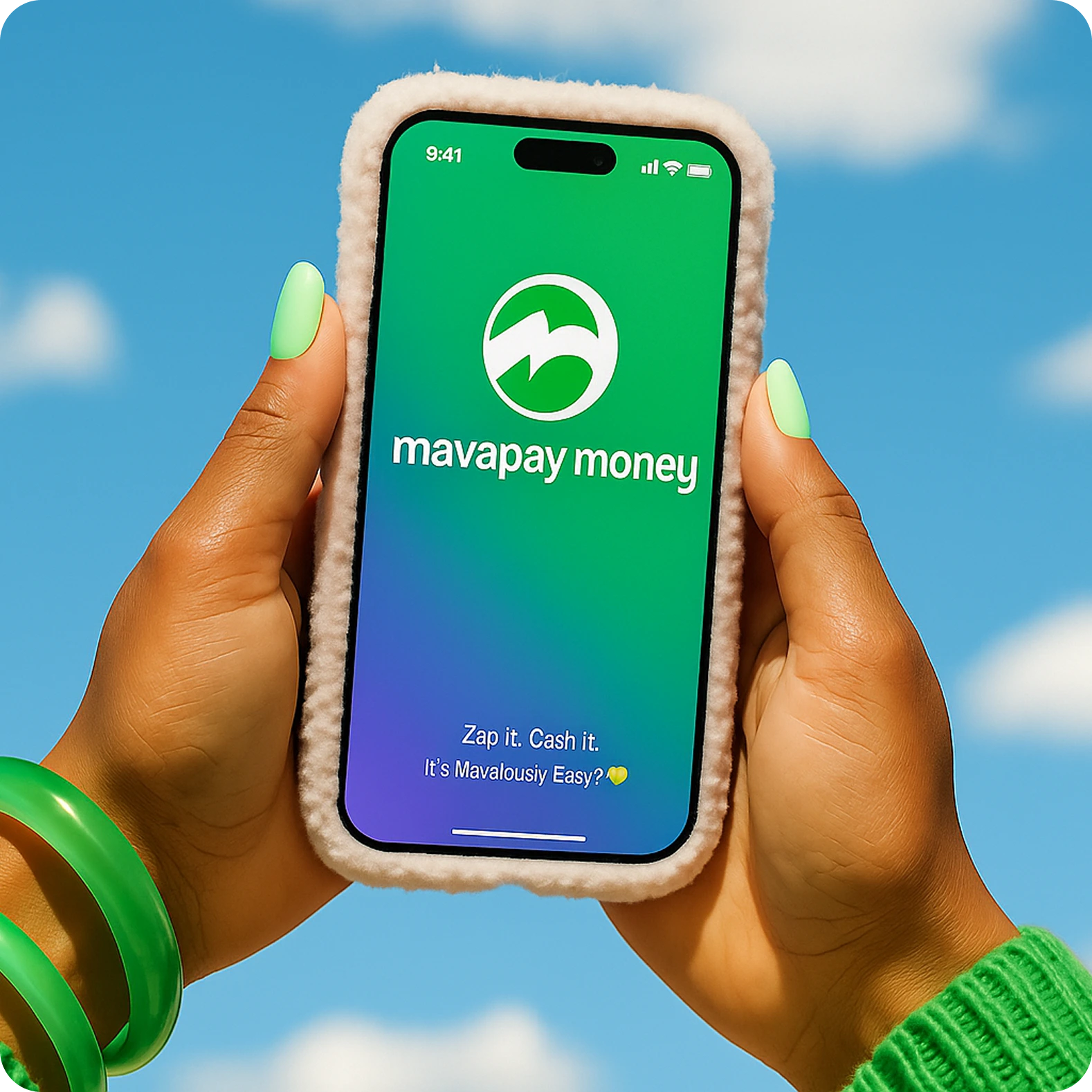 hand holding mavapay app